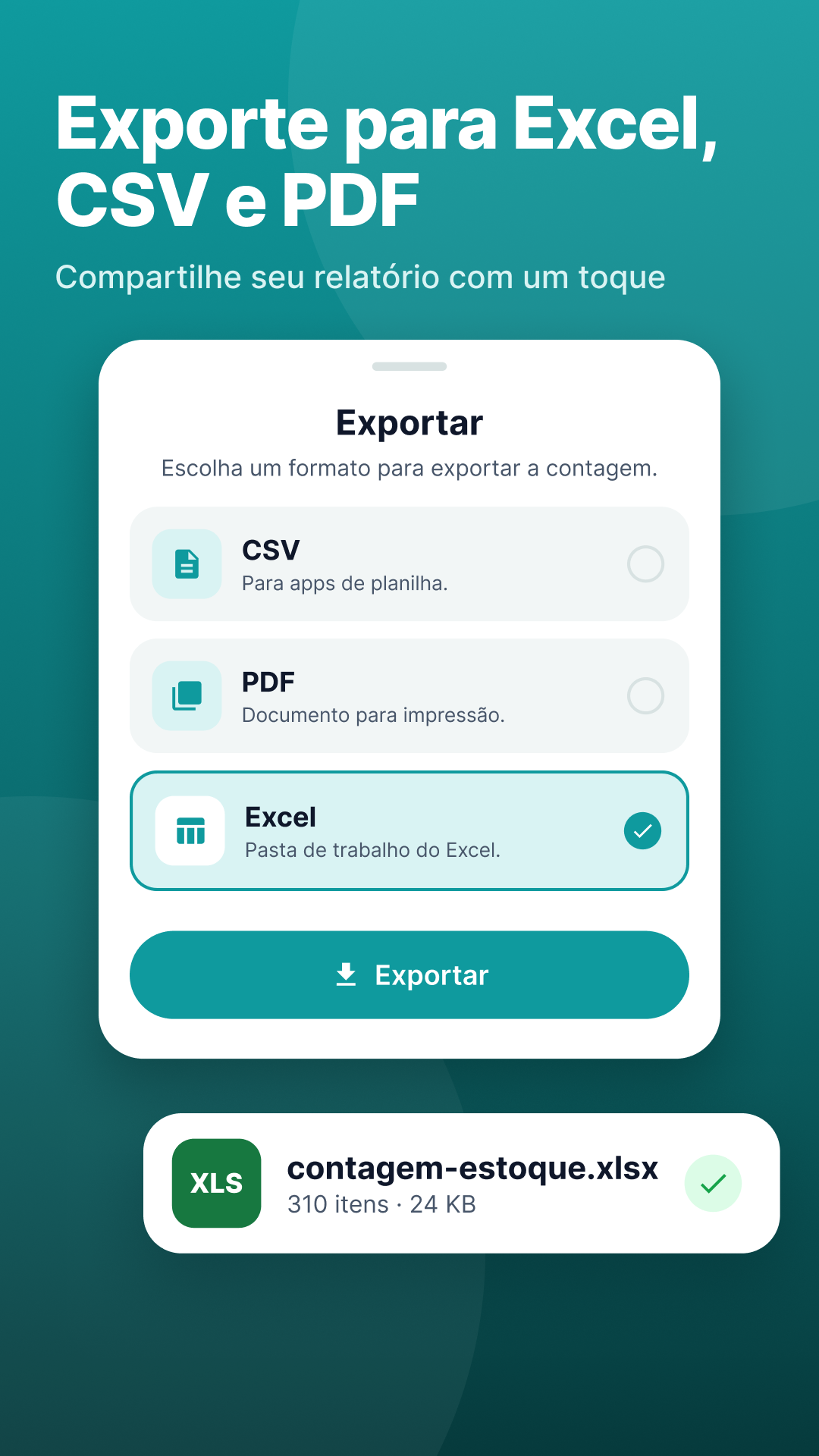 Relatórios e exportação