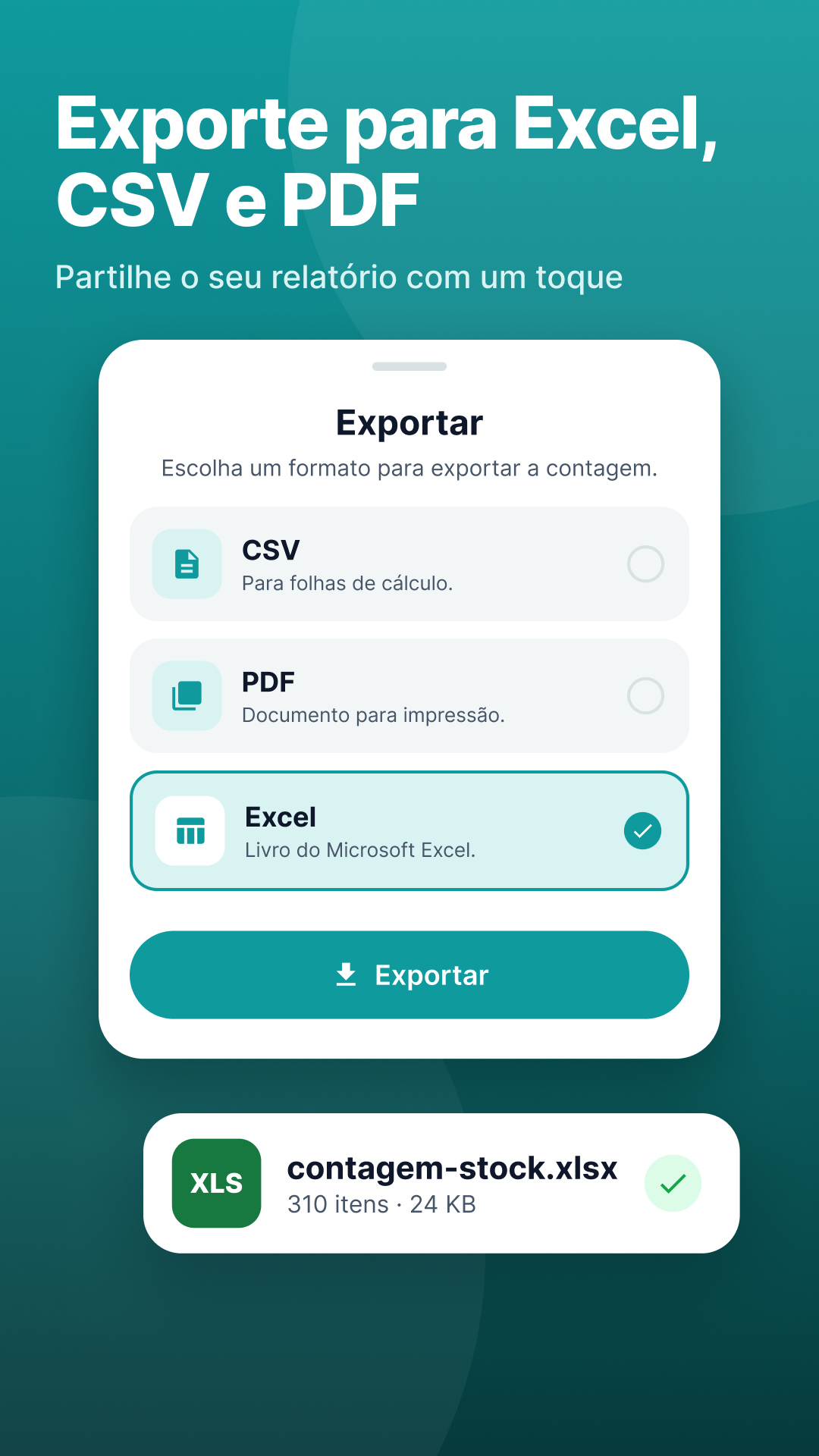 Relatórios e exportação